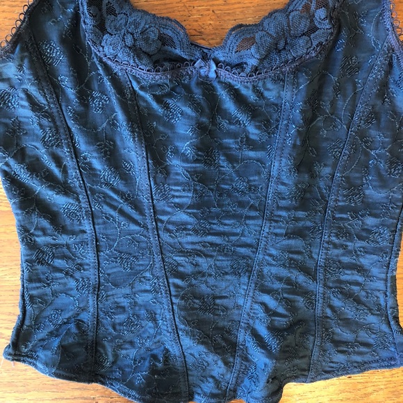 Elegant blue corset tank top - Picture 2 of 8